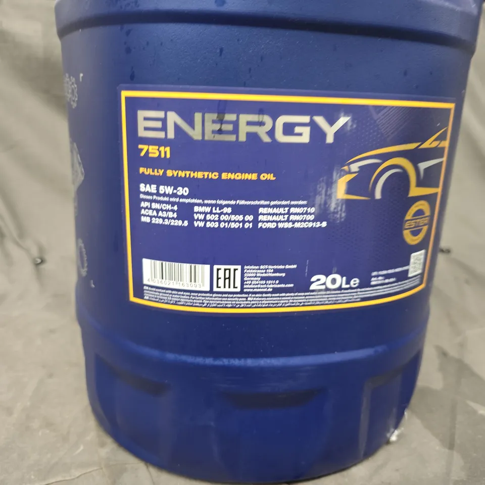 ENERGY FULLY SYNTHETIC ENGINE OIL SAE 5W-30, 20L DRUM (ENERGY 7511)