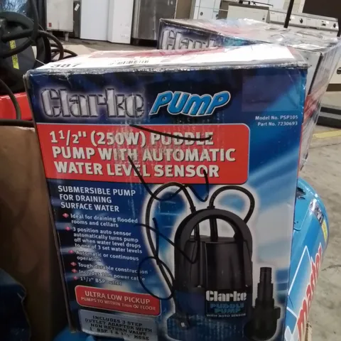 CLARKE PUDDLE PUMP 1.5 INCH SUBMERSIBLE 250W WITH AUTO WATER LEVEL SENSOR PSP105