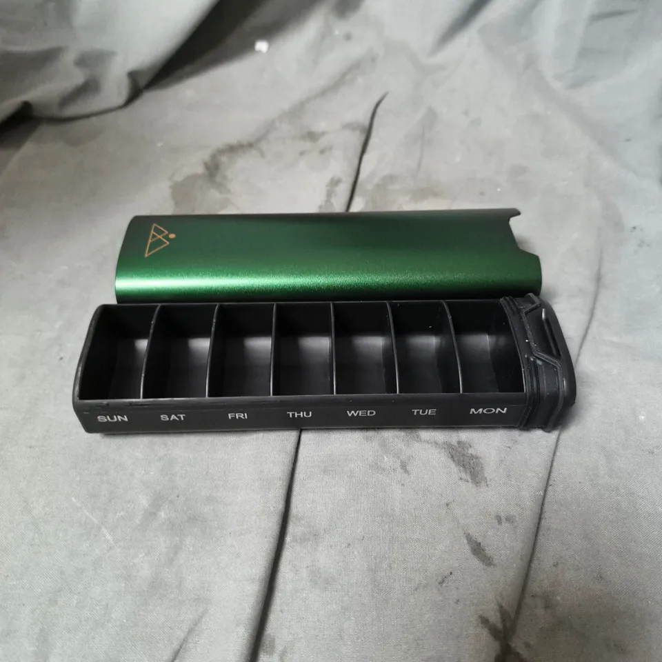 BOX OF APPROXIMATELY 40 STAINLESS STEEL PILL BOXES GREEN