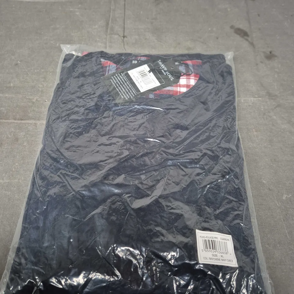 BRAVE SOUL LONDON NAVY/WINE CHECK GARMENT – XL 
