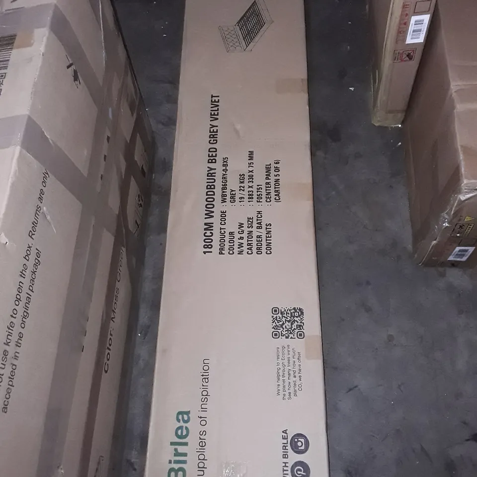 OANELBOXED 180CM WOODBURY GREY VELVET BEDFRAME PART - 5 OF 6 ONLY CENTER PANEL 