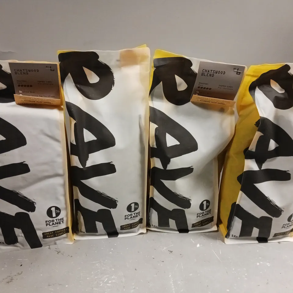 4 X SEALED RAVE COFFEE WHOLE BEAN COFFEE - CHATSWOOD BLEND - 4 X 1KG