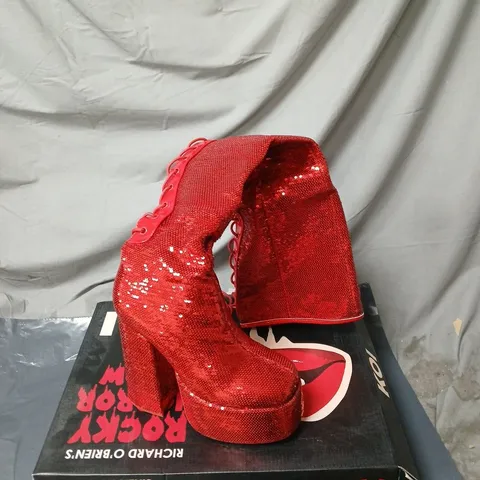 KOI ROCKY HORROR SHOW CREATURE OF THE NIGHT LONG RED SEQUIN BOOTS BOXED SIZE 3