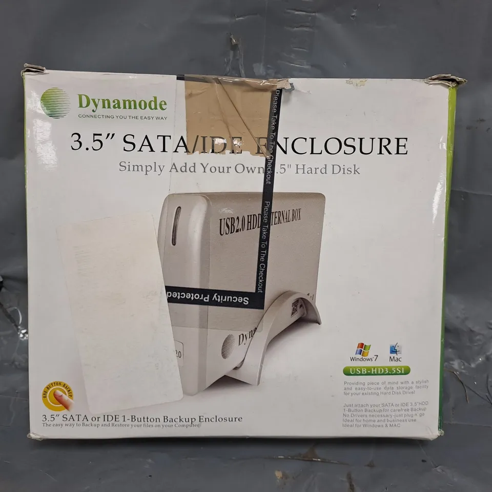 BOX OF APPROXIMATELY 10 DYNAMODE 3.5" SATA/IDE ENCLOSURES