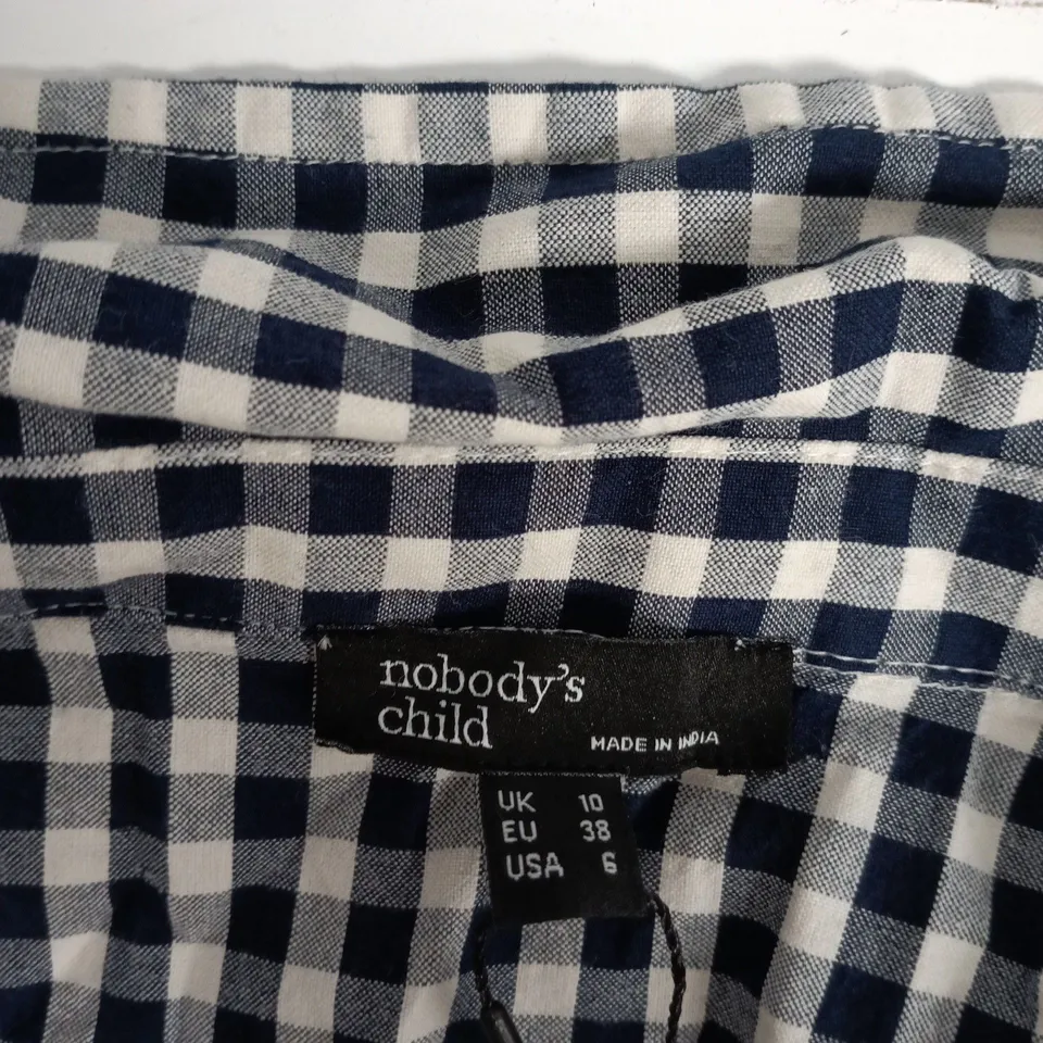 NOBODY'S CHILD GINGHAM SHIRT DRESS, UK 10 (EU 38, USA 6)