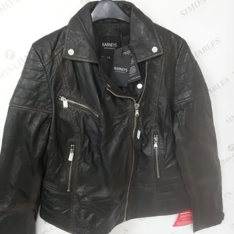 BARNEYS REAL LEATHER BIKER STYLE JACKET - 18