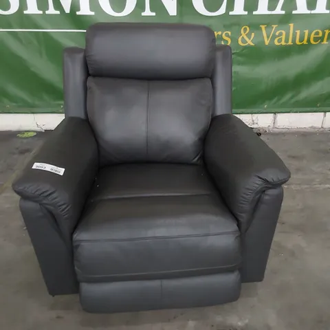 DESIGNER POWER RECLINING EASY CHAIR CHARCOAL LEATHER