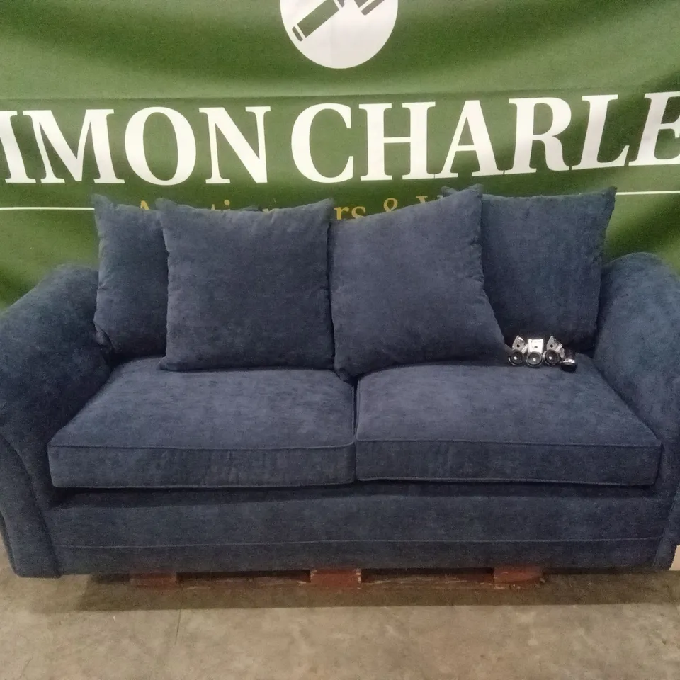 DURY FABRIC 3 SEATER SCATTER BACK SOFA - BLUE RRP £499