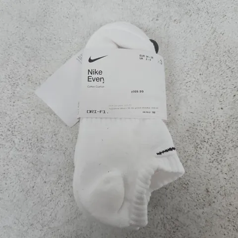 NIKE EVEN COTTON CUSHION SOCKS – UK 2-5 (EU 34-38)