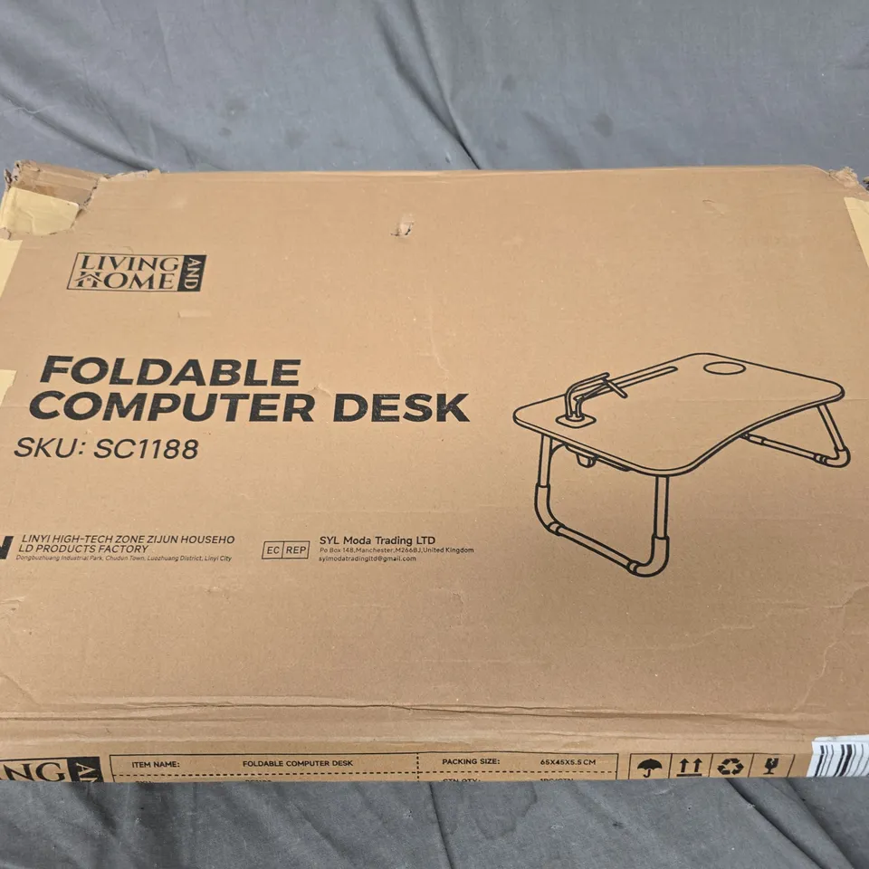 BOXED LIVING AND HOME FOLDABLE COMPUTER DESK IN BLACK 