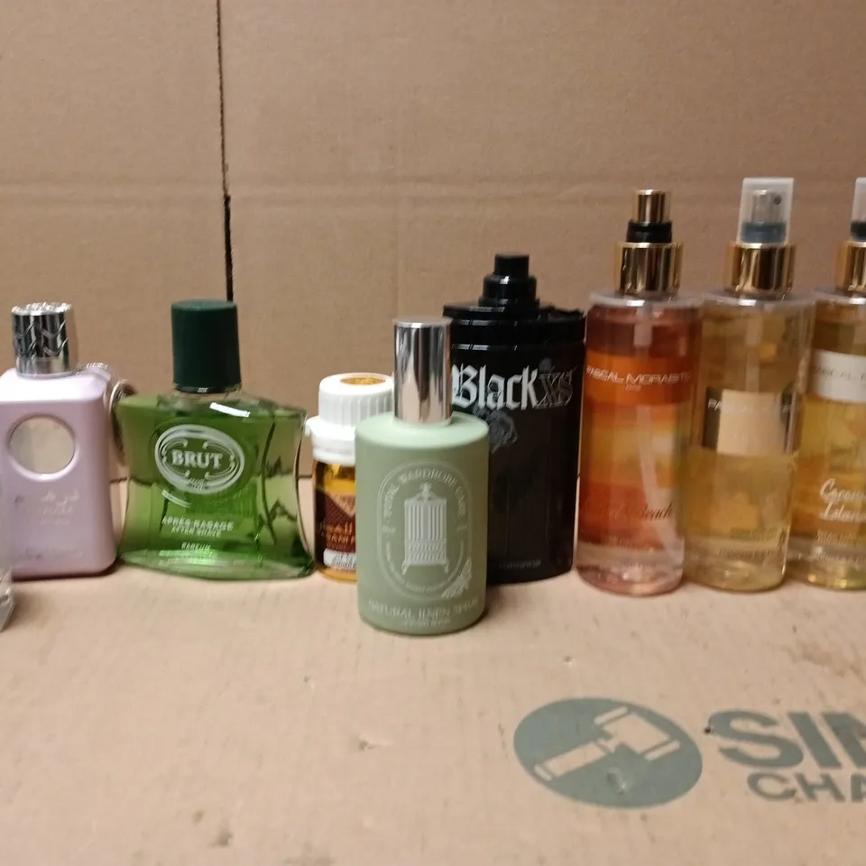 LOT OF 10 ASSORTED UNBOXED EAU DE PARFUMS TO INCLUDE BRUT, TOTAL WARDROBE AND DIRHAM WARDI