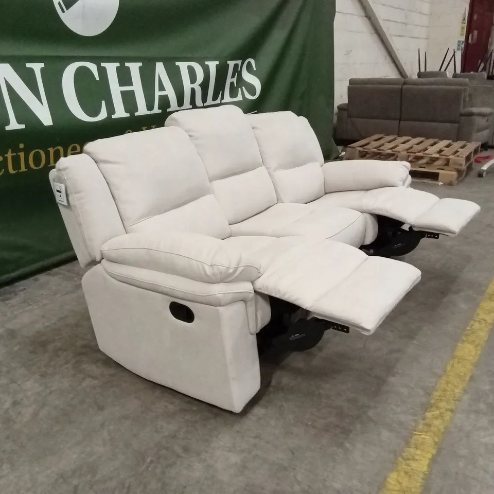 ALBION FABRIC 3 SEATER HIGH BACK MANUAL RECLINER SOFA - GREY RRP £749