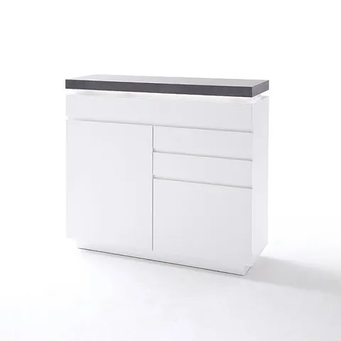 BRAND NEW BOXED MENTIS COMPACT SIDEBOARD IN MATT WHITE AND CONCRETE WITH LED (2 BOXES)