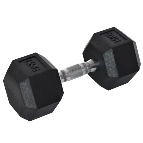 HOMCOM 15KG BOXED SINGLE RUBBER HEX DUMBBELL PORTABLE HAND WEIGHTS DUMBBELL HOME GYM (1 BOX)