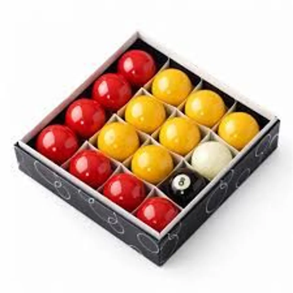 BOXED FULL SIZE UK REGULATION 16 RED AND YELLOW POOL BALL SET 2