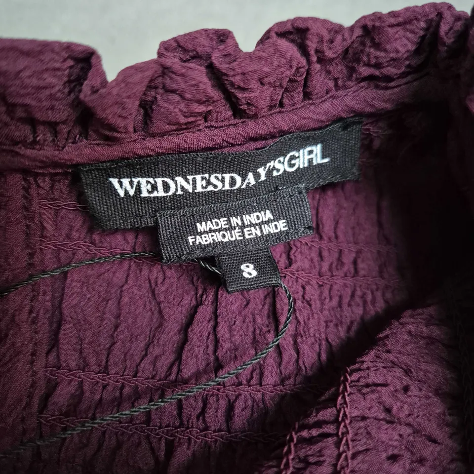 WEDNESDAY'S GIRL PURPLE TEXTURED LONG-SLEEVE TOP, UK SIZE 8