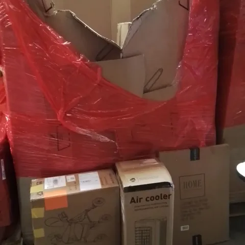 PALLET OF ASSORTED HOUSEHOLD GOODS AND PRODUCTS TO INCLUDE;BABY WALKER,AIR COOLER,PICTURE FRAME