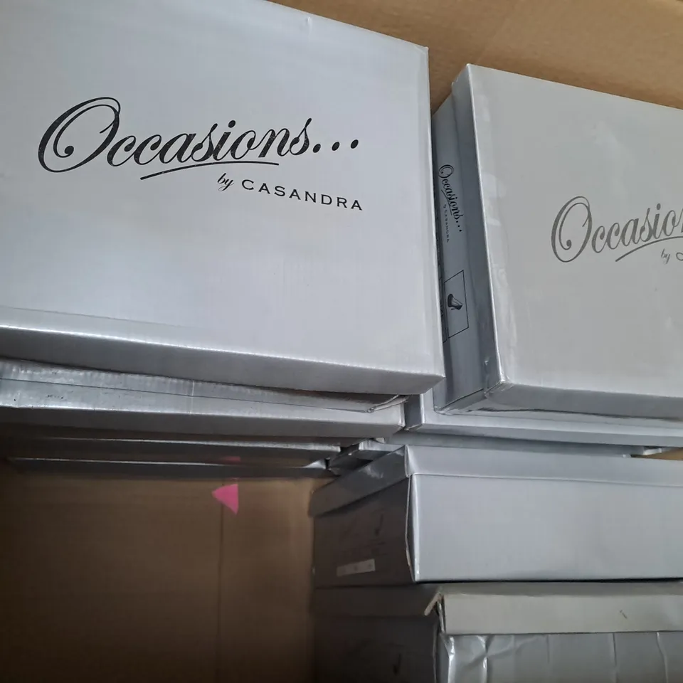 BOX OF APPROXIMATELY 10 ASSORTED PAIRS OF OCCASIONS BY CASANDRA SHOES IN VARIOUS COLOURS, STYLES, AND SIZES