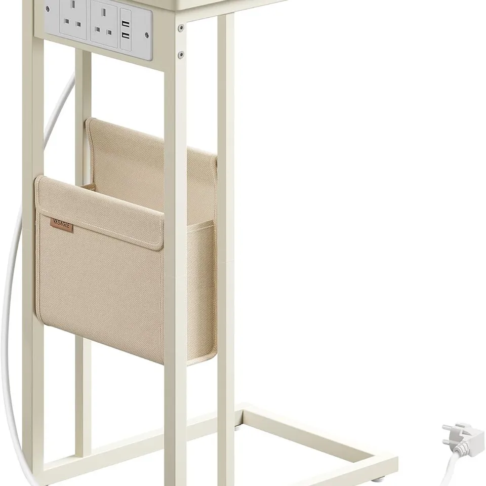BOXED VASAGLE SIDE TABLE, BEDSIDE TABLE WITH CHARGING STATION