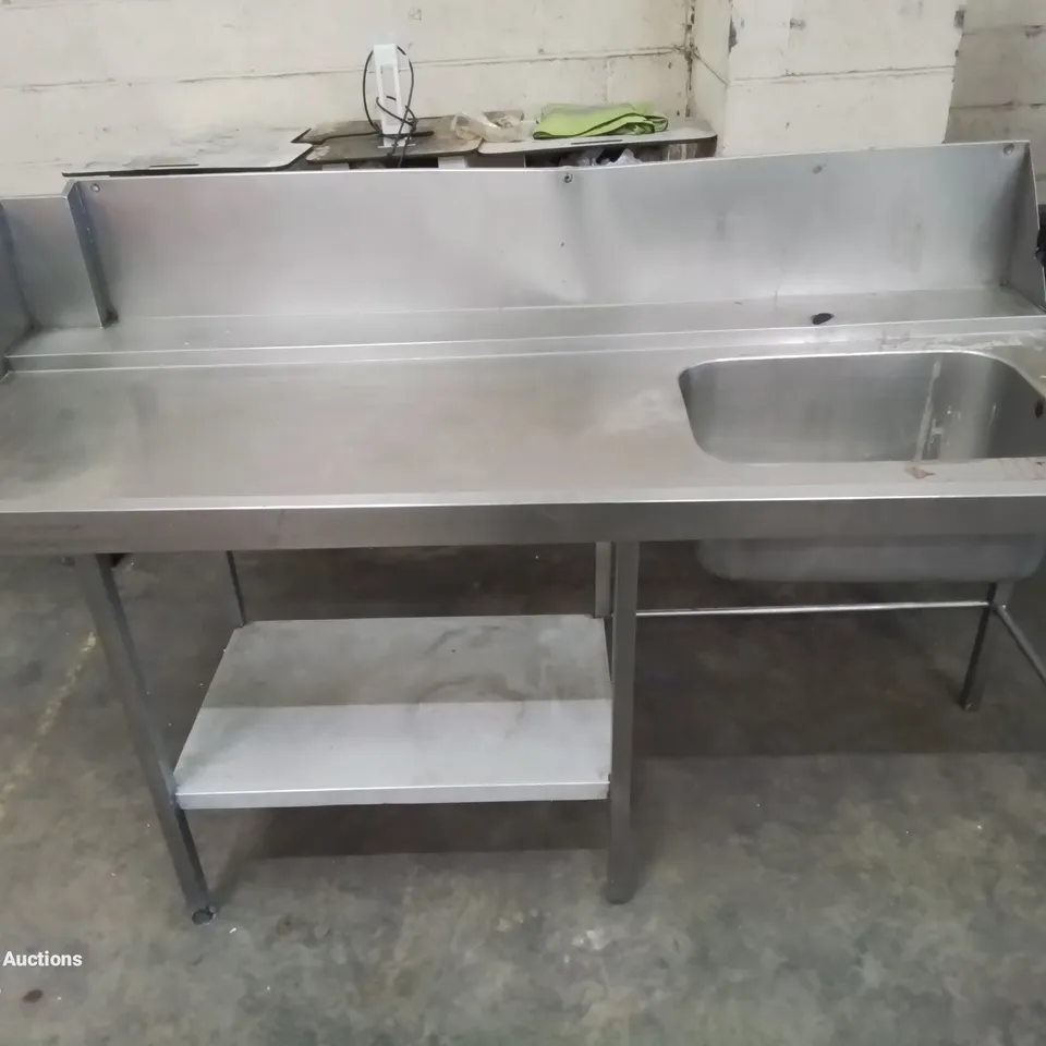 STAINLESS STEEL COMMERCIAL WORKTOP COUNTER AND SINGLE WASH BASIN