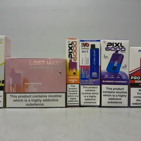 APPROXIMATELY 16 ASSORTED E-CIGARETTE PRODUCTS TO INCLUDE -LOST MARY , HAYATI , IVE 2400 ETC