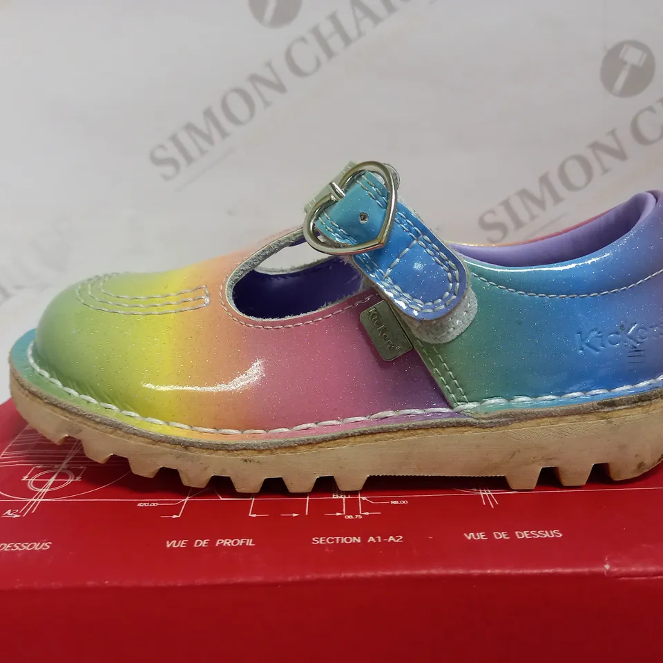 KICKERS T BAR RAINBOW SHOES UK SIZE 9 JUNIOR