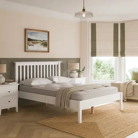 BOXED LYNTON TAPERED LEG BED FRAME, 6FT SUPERKING - WHITE (2 BOXES)