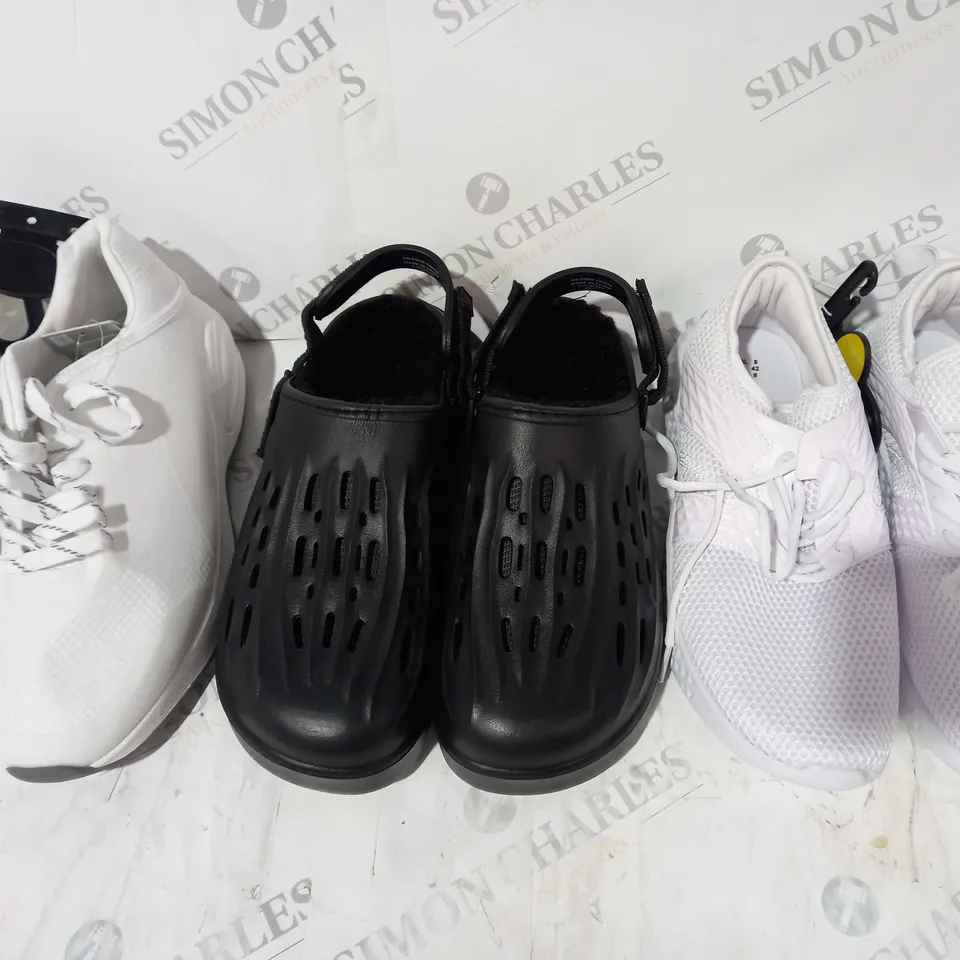 BOX OF APPROXIMATELY 10 ASSORTED PAIRS OF SHOES AND FOOTWEAR ITEMS IN VARIOUS STYLES AND SIZES TO INCLUDE PRIMARK, ETC
