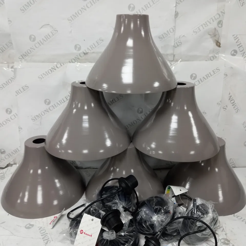 6 BOXED 17 STORIES REYNOLDS ROULE 1 LIGHT GREY DOME PENDANT