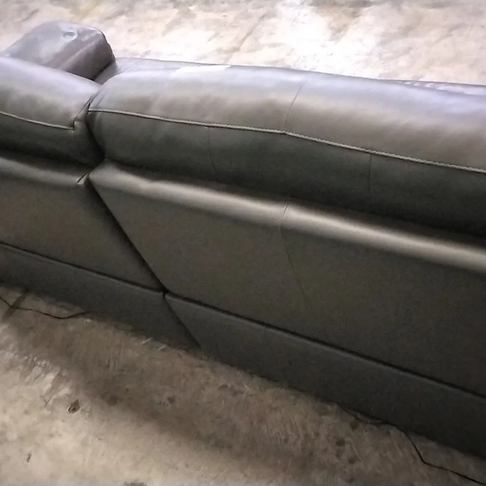 QUALITY ITALIAN DESIGNER GRADO POWER RECLINER LARGE SOFA IN CHARCOAL GREY LEATHER 