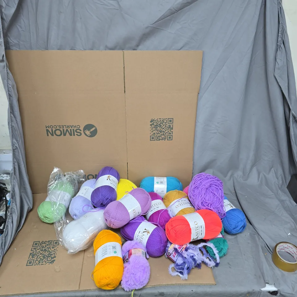 BOX OF APPROXIMATELY 25 BALLS OF YARN