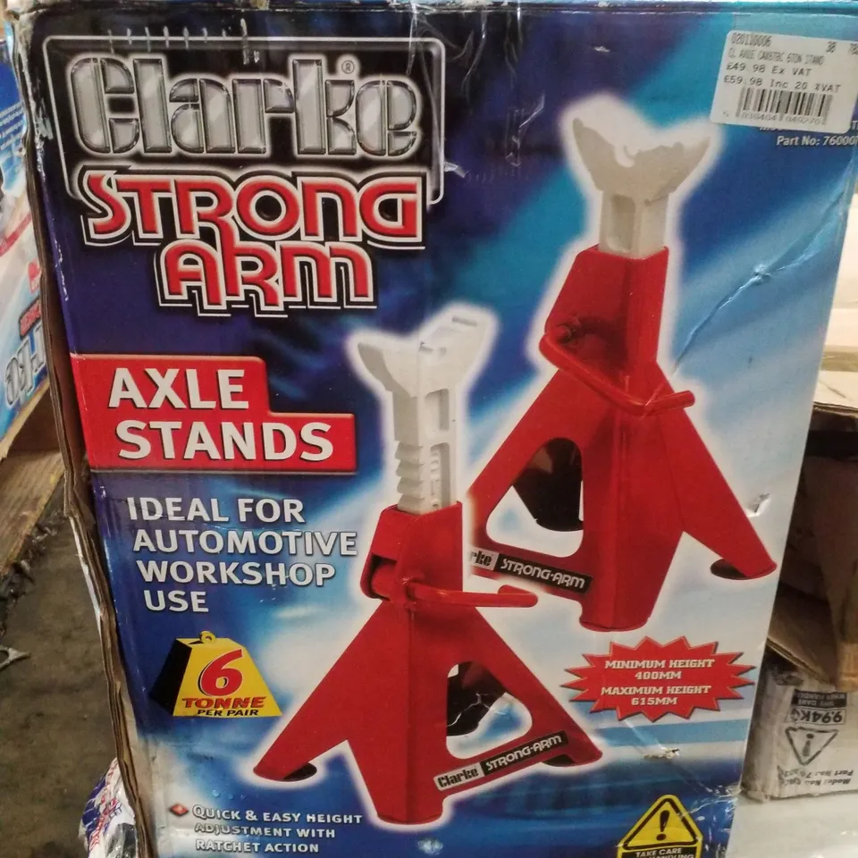BOXED CLARKE CAX6TBC PAIR OF 6 TONNE AXLE STANDS (3T PER STAND)