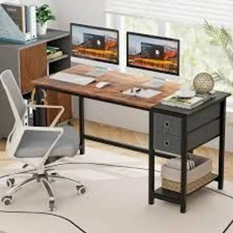 BOXED COSTWAY 2 DRAWER SINGLE SHELF COMPUTER DESK - BROWN