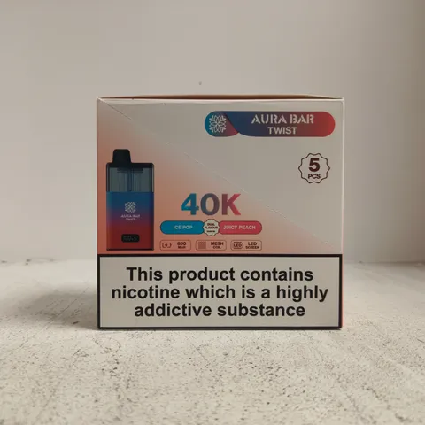 AURA BAR TWIST 40K NICOTINE VAPE KIT – BOXED, 5-PACK