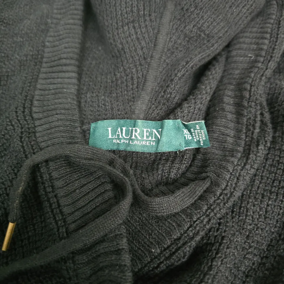 LAUREN RALPH LAUREN BLACK KNITTED HOODIE – SIZE XL (TG)