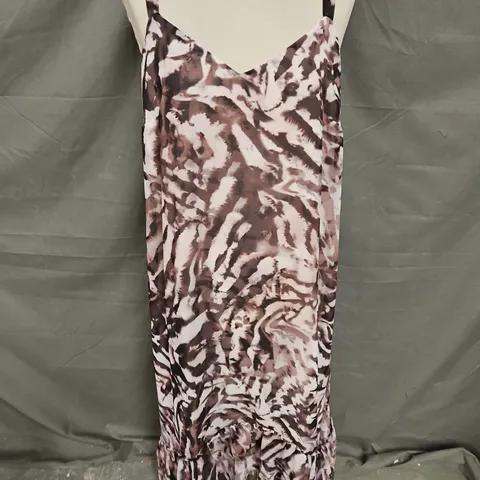 MINT VELVET RUFFLE MIDI DRESS IN ANIMAL PRINT SIZE M