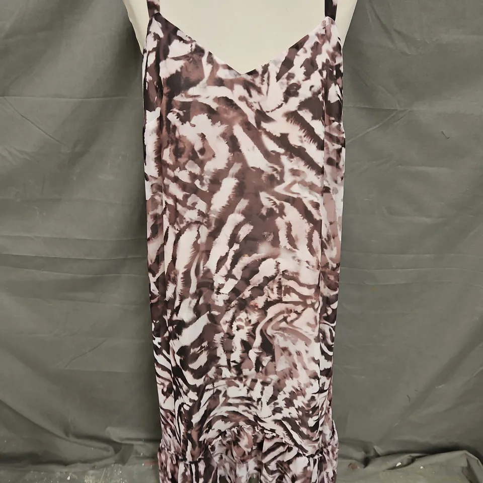 MINT VELVET RUFFLE MIDI DRESS IN ANIMAL PRINT SIZE M
