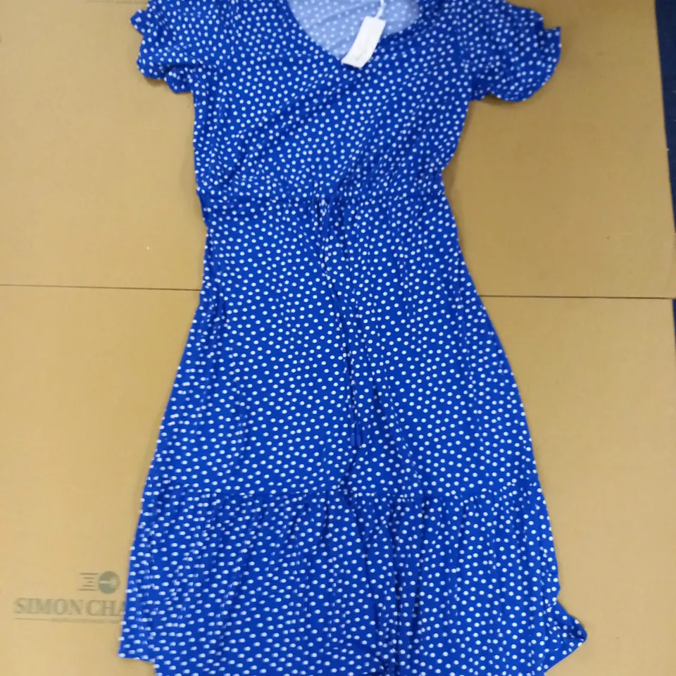 BRAND NEW DANNII MINOGUE BLUE POLKA DOT DRESS SIZE 8