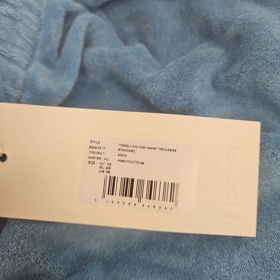 REASN AQUA TOWELLING HIGH-WAIST TROUSERS – UK 12 (EU 40)