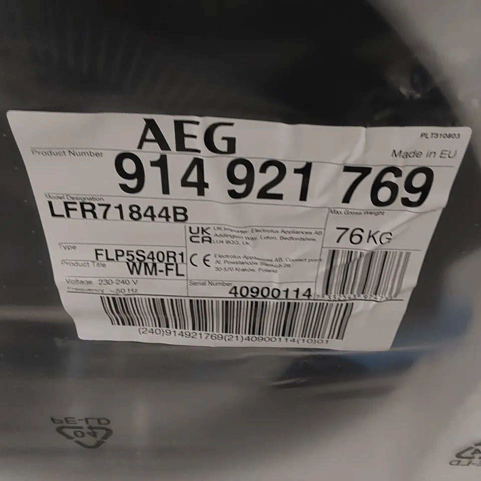 AEG 7000 PROSTEAM 8KG WASHING MACHINE MODEL LFR71844B RRP £667