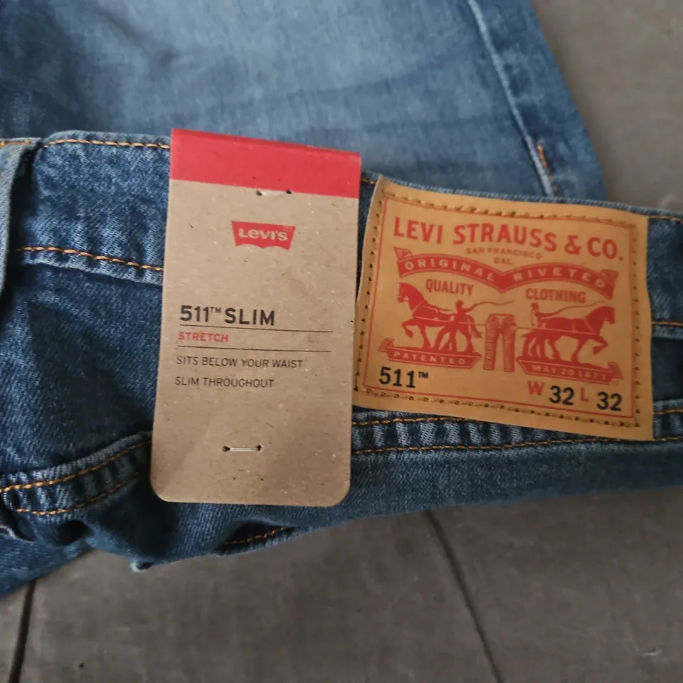 LEVI'S 511 SLIM JEANS – UK 32 (W32 L32), MEN'S BLUE DENIM