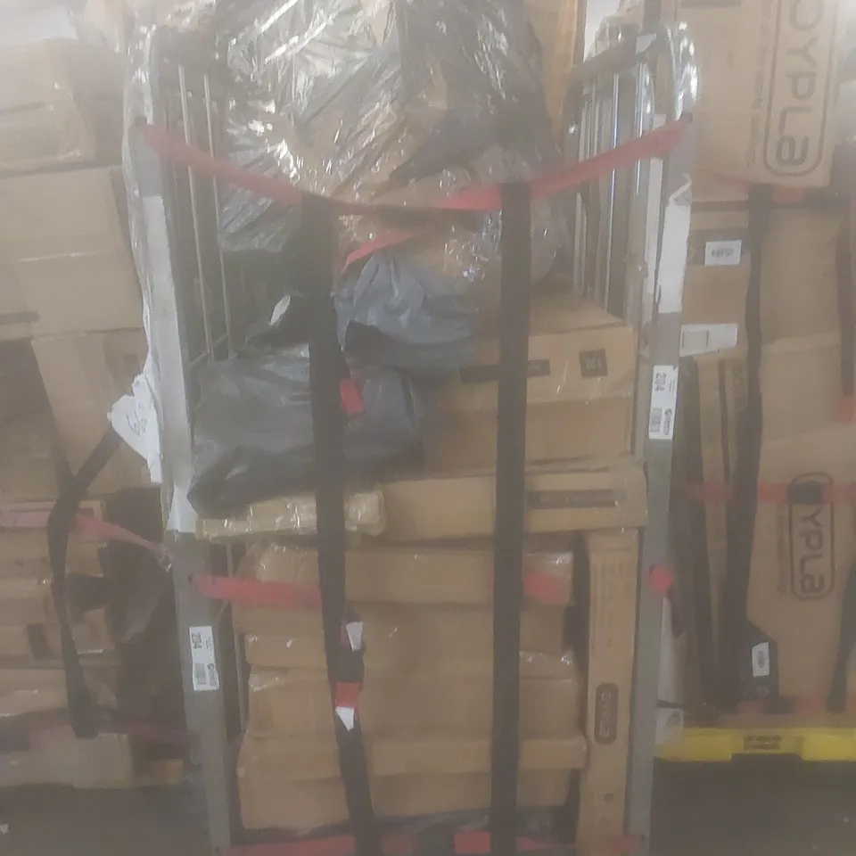 CAGE OF ASSORTED HOUSEHOLD GOODS AND PRODUCTS TO INCLUDE; FOLDING FOOTSTOOL, BASKETBALL HOOP AND AND A 12L KNAPSACK SPRAYER 
