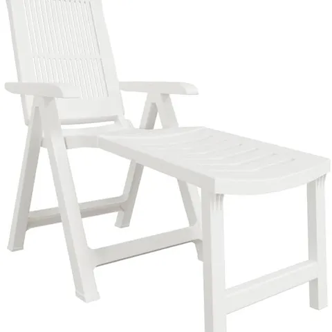 BOXED VIDAXL PLASTIC SUN LOUNGER, FOLDABLE OUTDOOR RECLINING SUN LOUNGER - WHITE (1 BOX)
