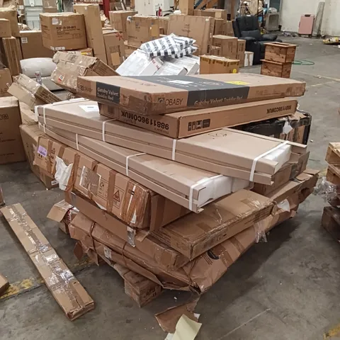 PALLET OF ASSORTED, INCOMPLETE FURNITURE PARTS AND PIECES 
