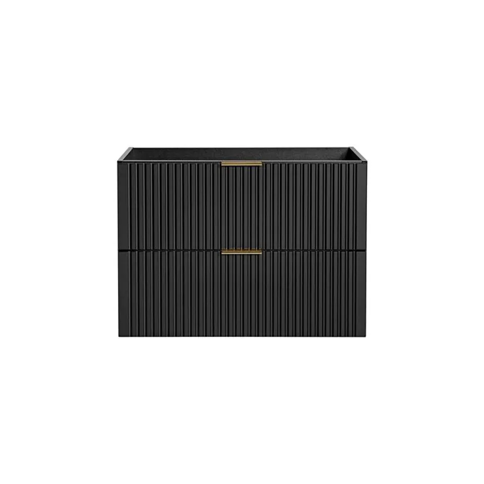BOXED JAMARUS 80CM WALL MOUNTED SINGLE BATHROOM VANITY BASE ONLY IN BLACK (1 BOX)
