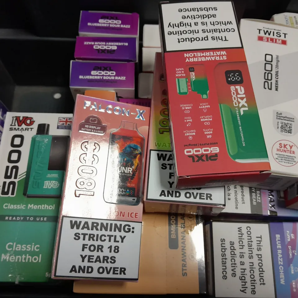 APPROXIMATELY 16 ASSORTED E-CIGARETTE PRODUCTS TO INCLUDE -LOST MARY , HAYATI , IVE 2400 ETC