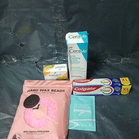 APPROXIMATEY 20 ASSORTED HEALTH AND BEAUTY PRODUCTS TO INCLUDE HARD WAX BEADS, CERAVE FOAMING CLEANSER AND COLGATE TOOTHPASTE