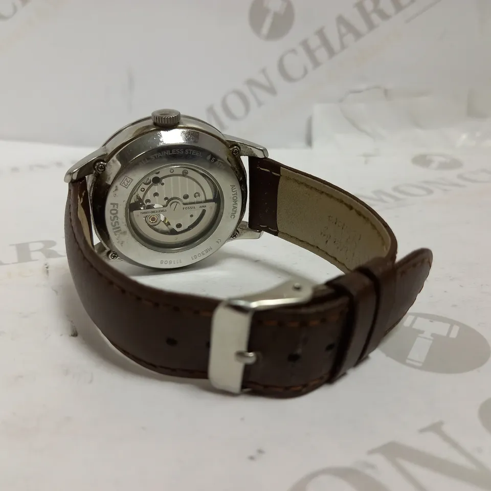 FOSSIL PART SKELETON LEATHER STRAP WATCH