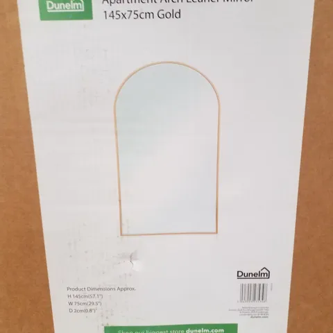 BOXED DUNELM APARTMENT ARCH LEANER MIRROR 145×75CM GOLD