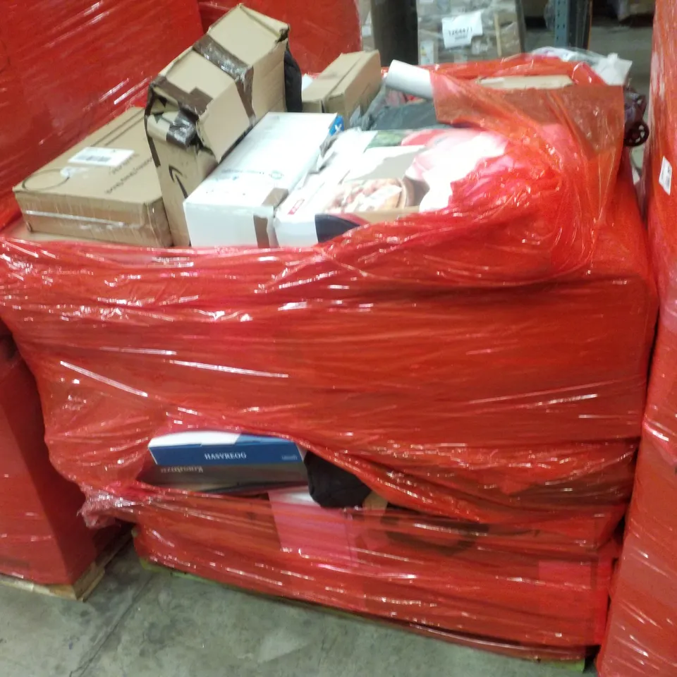 PALLET CONTAINING ASSORTED PRODUCTS INCLUDING MOBILITY STEP STOOL, NON-STICK PIZZA MAKER, WATER PURIFIER, RUG & BAMBOO FRAME LETTER CATCHER